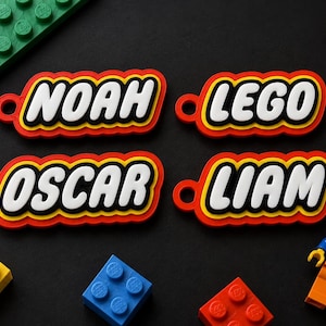Portachiavi personalizzato con nome – Stile mattoncini da costruzione – Portachiavi per bambini – Regalo personalizzato – Stampato in 3D
