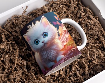 330Ml Kitten Mug - Birthday party gift idea for Men - Women - Personalized Ceramic Mug - Microwave - Dishwasher safe