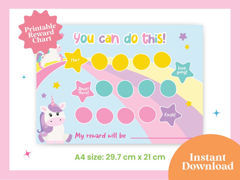 Printable Unicorn Reward Chart Chore Chart Printable - Etsy