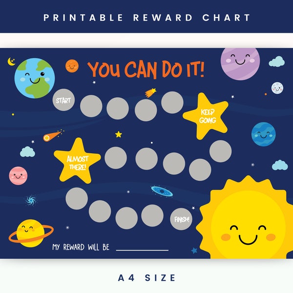 Printable Space Reward Chart | Planet Chart | Kids Reward Chart | Chore Chart Printable | Potty Training Chart | Star Chart | Galaxy Chart