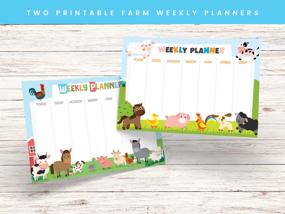 Farm Animals Weekly Planner Bundle Cute Farm Weekly Planner Baby