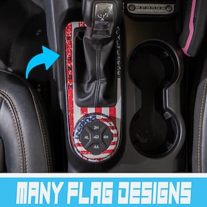 Bronco American Flag Shifter Plate Printed Overlay Accent Wrap Decal for 2021, 2022, 2023 & 2024 Ford Bronco (FULL SIZE)
