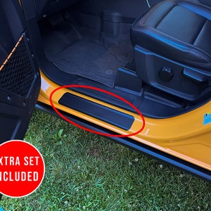 Capa de decalque de vinil para soleira de porta, acessórios de carro, protetor de porta, adesivo colorido para 2021, 2022, 2023 e 2024 Ford Bronco (TAMANHO COMPLETO)