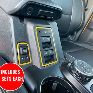 Window & Mirror Adjustment Combo Switch Accent Stripe Outline Trim Vinyl Decal Overlay Accessory for 2021, 2022, 2023 and 2024 Ford Bronco
