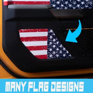 Bronco Amerikanische Flagge Innere untere Tür Gedruckter Einsatz Akzent Wrap Aufkleber für 2021, 2022, 2023 & 2024 Ford Bronco (FULL SIZE)