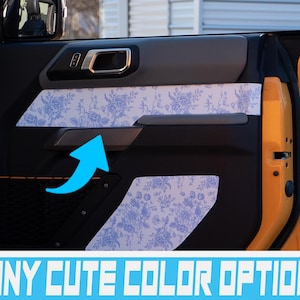 Bronco Toile Flower Pattern Upper Door Printed Interior Insert Accent Wrap Decal for 2021+ Ford Bronco (FULL SIZE)