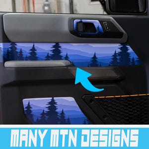 Bronco Upper Door Printed Mountains Interior Insert Accent Wrap Decal for 2021, 2022, 2023 & 2024 Ford Bronco (FULL SIZE)
