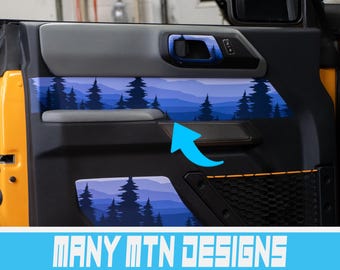 Bronco Upper Door Printed Mountains Interior Insert Accent Wrap Decal for 2021, 2022, 2023 & 2024 Ford Bronco (FULL SIZE)
