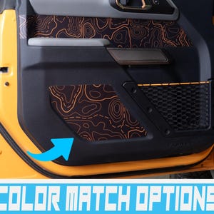 Bronco Lower Door Printed Topography Interior Insert Accent Wrap Decal for 2021, 2022, 2023, 2024 & 2025 Ford Bronco (FULL SIZE)