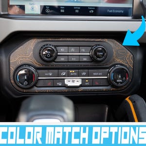Bronco Topo AC & Radio Control Panel Overlay 2021–2025 | Topography Pattern Vinyl Wrap Interior Trim Decal