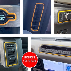 Conjunto combinado de contornos de superposición de molduras de color con acento interior para Ford Bronco 2021, 2022 y 2023 (TAMAÑO COMPLETO)