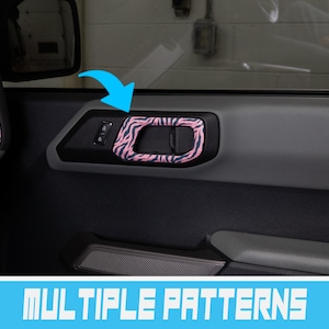 Calcomanía decorativa para manija de puerta interior de Bronco con estampado de cebra para Ford Bronco 2021, 2022, 2023 y 2024 (TAMAÑO COMPLETO)