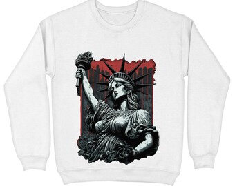 Cool Patriotic Sweatshirt - New York Liberty Crewneck Sweatshirt - Best Print Sweatshirt