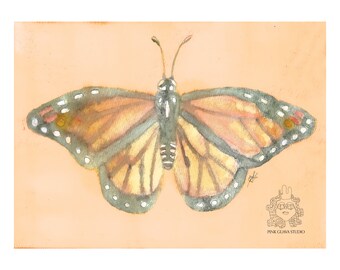 Monarch Butterfly Watercolor Print by Pink Guava Studio