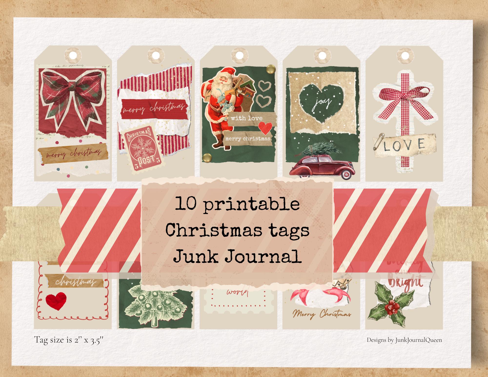 Christmas Gift Tags Printable | Vintage Junk Journal Ephemera | Retro ...