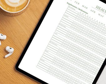 Tracker delle abitudini minimaliste / Registro mensile di integratori e farmaci / PDF stampabile adatto all'inchiostro