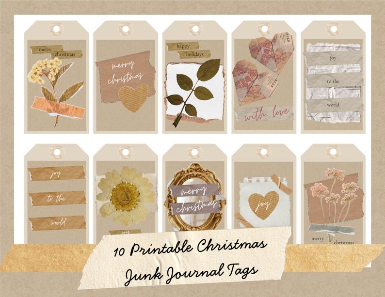 Christmas Gift Tags – Junk Journal Vintage Printable Holiday for ...