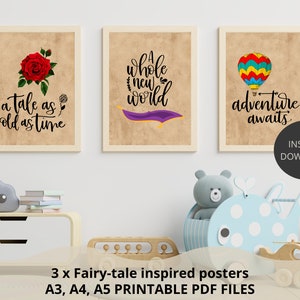 Fairy-tale Inspired Printable Wall Poster, Inspirational Quotes, Girls Room, Boys Room, kids bedroom, Playroom, Nursery. Digital Print.
