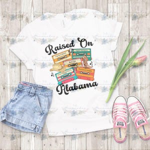 Raised on Alabama PNG - Black and White Font - Retro Cassette Tape PNG - Instant Digital Download