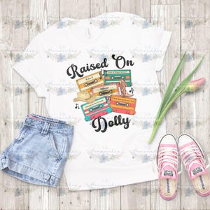 Raised on Dolly PNG - Black and White Font - Retro Cassette Tape PNG - Instant Digital Download