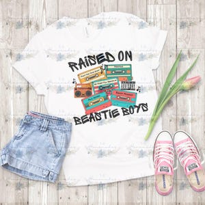 Raised on Beastie Boys PNG - Black and White Font - Retro Cassette Tape PNG - Instant Digital Download