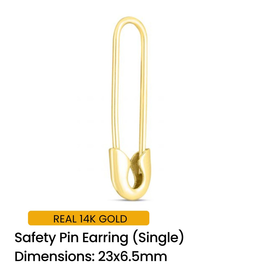 14K Gold Safety Pin Earrings, Safety Pin Earrings, Real Gold Safety Pin - What Does A Safety Pin Earring Mean
