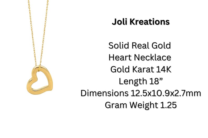 14K Gold Heart Necklace Open Heart Pendant Real Gold Etsy