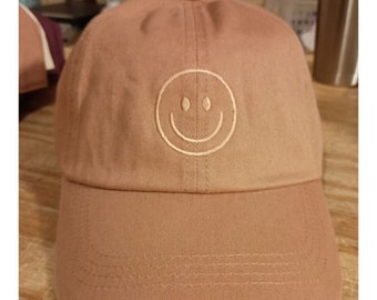 Happy Face Embroidered Baseball Cap, Smiley Face Womens Baseball Hat