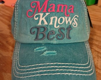 Embroidered MAMA KNOWS BEST Baseball Hat, Mom Hat