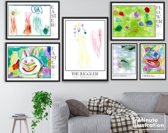 Personalisierbare Kinderkunstwerk, Personalisiertes Kinder Kunstwerk, Individuelles Besonderes Geschenk Mutter Vater Oma Opa