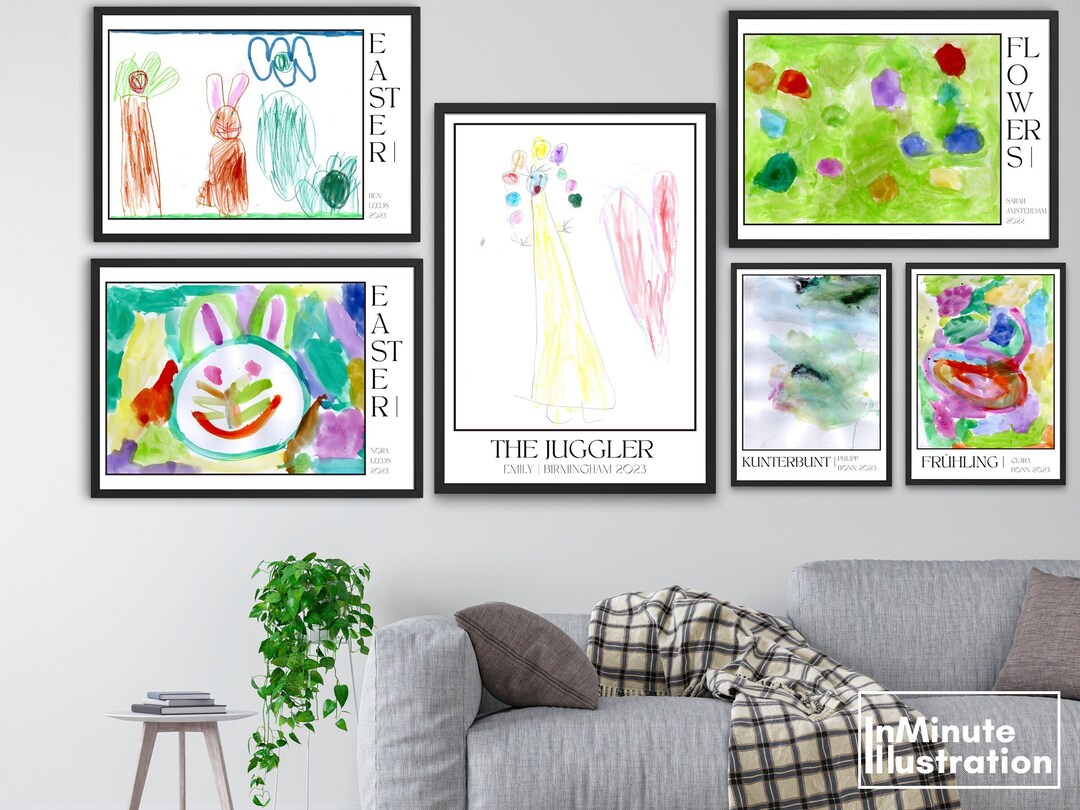 Personalized Childrens Drawing Wall Art Customized Kids - Etsy