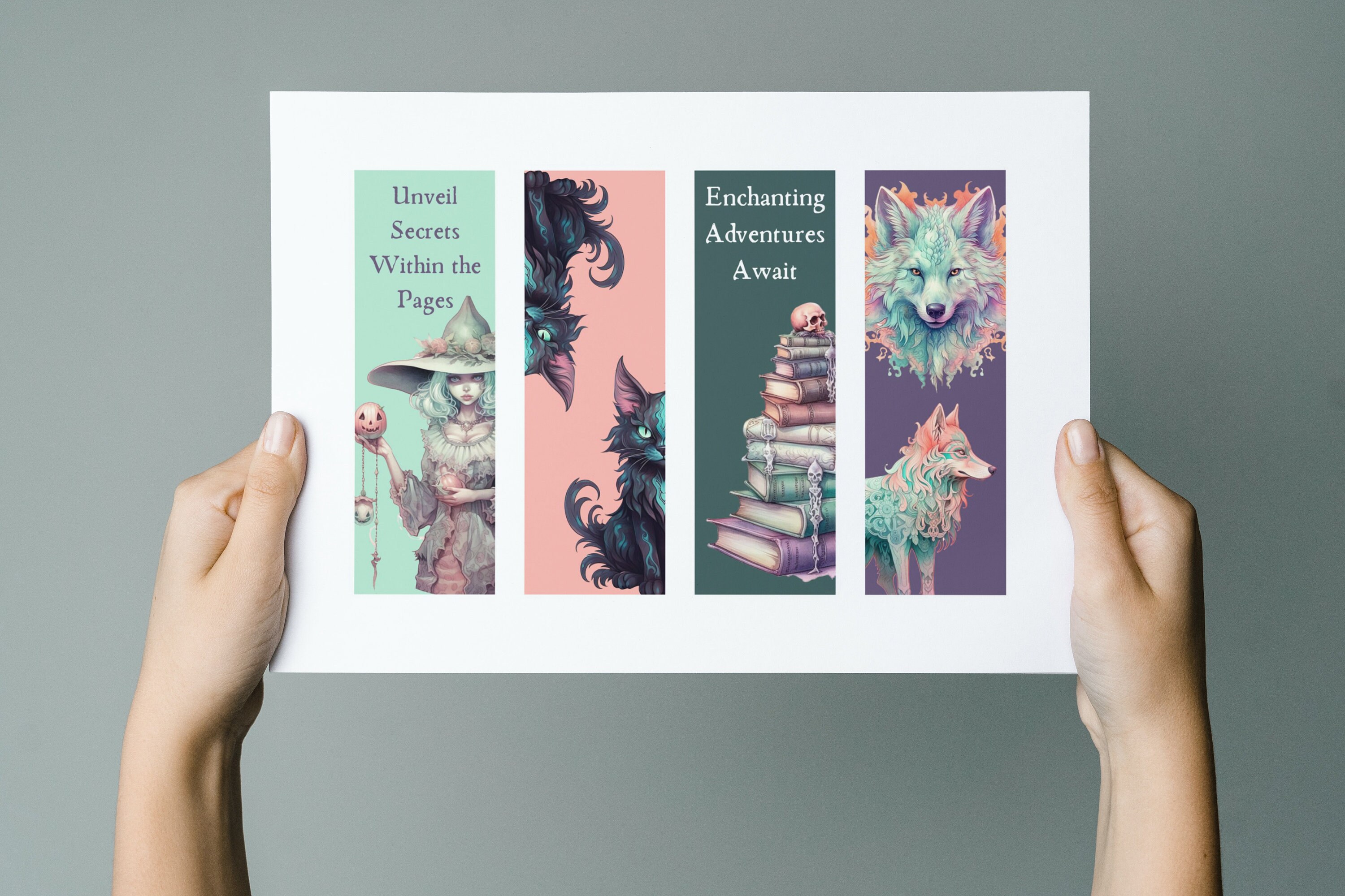Wicked Printable Bookmarks Set 4 Pastel Halloween Bookmarks - Etsy