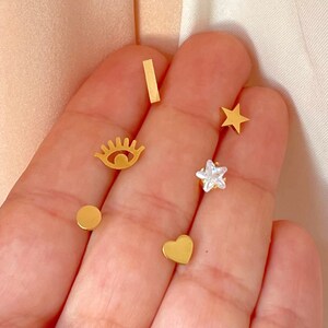 Stud earrings set, stainless steel stud earrings, mix and match earrings, hypoallergenic earrings, stud earrings gold, daily earrings, 3 set
