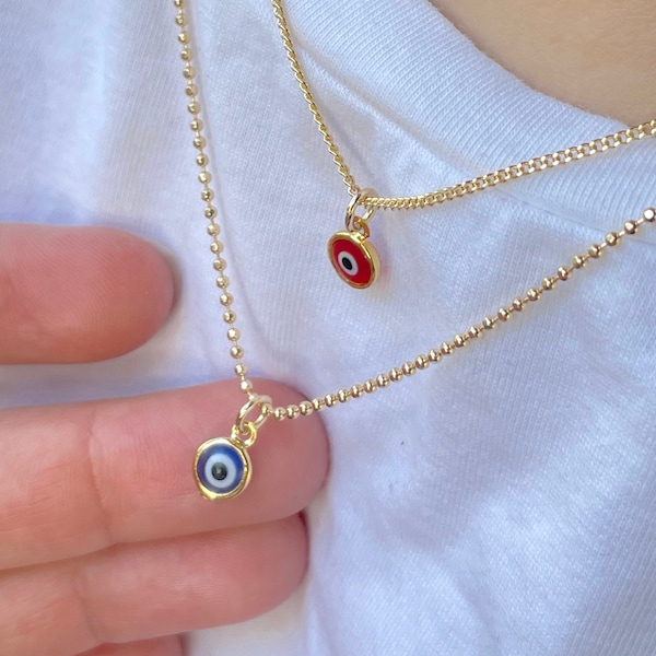 18k Gold filled evil eye necklace, turkish eye jewelry, protection necklace, kabbalah necklace, layering necklace, eye pendant necklace,