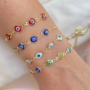 Evil eye bracelet adjustable, Multicolor Evil Eye Bracelet,Turkish Eye Bracelet, dainty bracelet, gift for her, protection bracelet