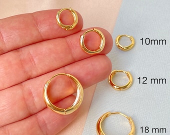 Huggie hoop earrings gold, thick huggie earrings, 18k gold filled hoops, everyday hoops, small gold hoops, tiny hoop earrings, chunky hoops