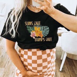 Summer Pregnancy Announcement T-shirt, Pregnant New Mom to be Shirt, Expecting New Baby Reveal Tee, Beach Vacation Baby On the Way Maternity