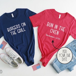 Couples Pregnancy Reveal shirts 4th of July pregnancy announcement, Gift for newly pregnant parents, Independence day New baby reveal tshirt