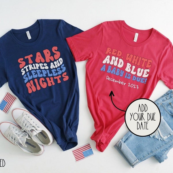 4th of july baby annoucement tee