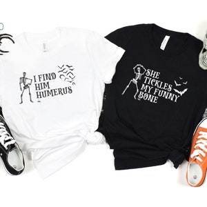 Couples Halloween Tshirt, Trick or Treating Parents Matching Shirts, Halloween Party Unisex Tee,  Funny Halloween Shirt Her boo His Witch