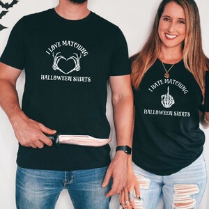 Couples Halloween Tshirt, Trick or Treating Parents Matching Shirts, Halloween Party Unisex, Funny Halloween Shirt I hate matching Costume