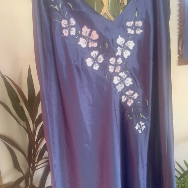 Blue Halston true vintage 80s 90s romancecore nightgown