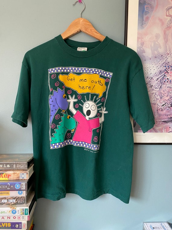 1980s 1990s Katie Dinosaur Vintage Art T-Shirt Fu… - image 2