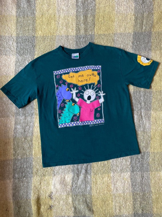 1980s 1990s Katie Dinosaur Vintage Art T-Shirt Fu… - image 1