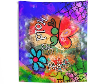 Butterfly Graffiti Tapestry: Maximalist Bedroom Dorm Decor