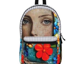 MIXED MEDIA PATCHWORK BRIGHT GRAPHIC BACKPACK Colourful Patchwork Backpack - Etsy main image 4