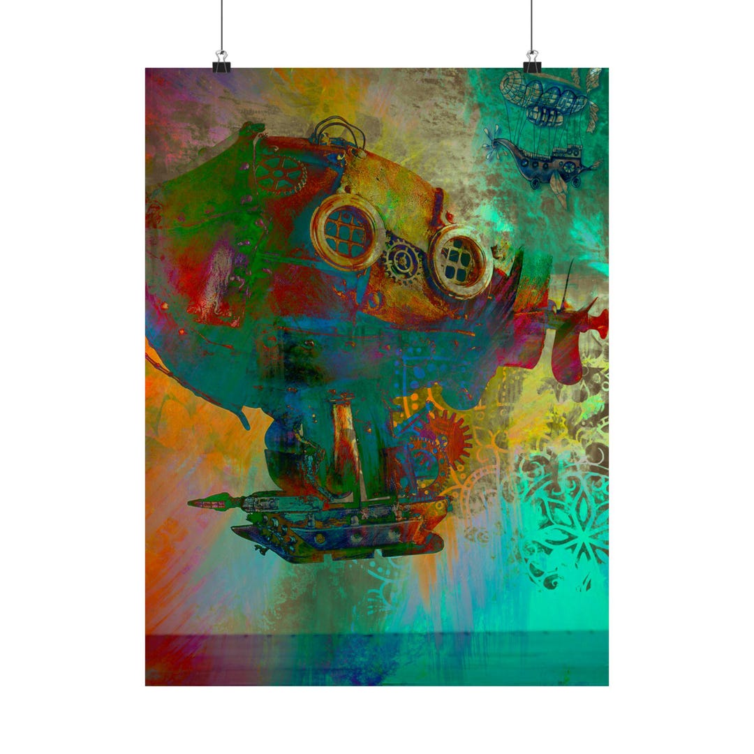 Steampunk Submarine Art Matte Vertical Poster | Colorful Nautical ...