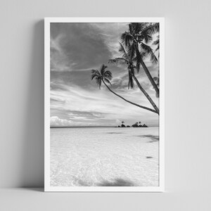 Elegante galeria de fotos em preto e branco, impressão de fotografia de parede, decoração de casa chique, download instantâneo para impressão, decoração de fotografia de praia tropical