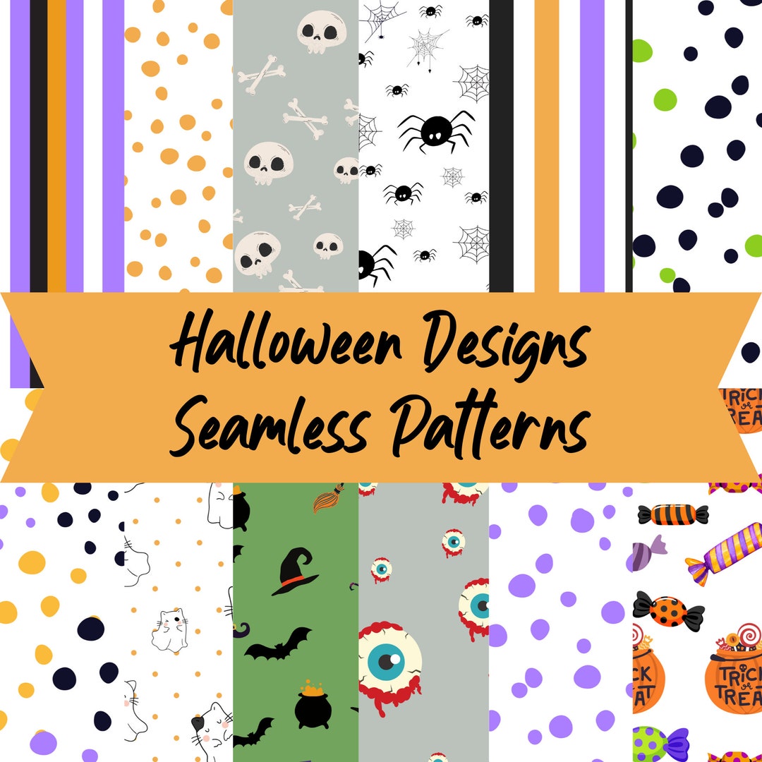 Halloween Seamless Design, Printable Digital Paper, Repeat Pattern ...