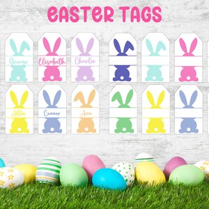 Osterhase Tags, druckbar, personalisierbar, Namen hinzufügen, digitaler Download, Ostern Geschenkanhänger